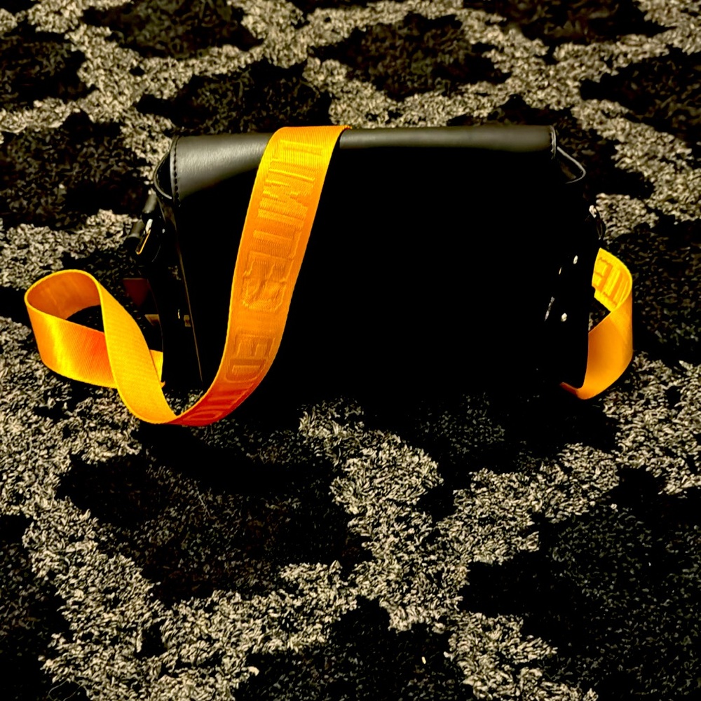 NEW with Tags Black Crossbody with yellow cloth strap